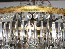 08e24 Old Chandelier Crown In Bronze Dore And 4 Levels Of Pendants 1950s