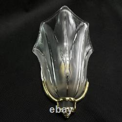 1 of 3 Art Deco Wall Lamp EZAN Signed Bronze Glass France 1940
