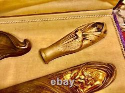 1 seal 1 pocket emptier 2 Art Deco orientalist bronze paper knives signed DUVAL