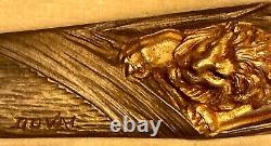 1 seal 1 pocket emptier 2 Art Deco orientalist bronze paper knives signed DUVAL