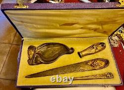 1 seal 1 pocket emptier 2 Art Deco orientalist bronze paper knives signed DUVAL