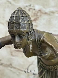 100% Solid Bronze Art Deco Dancer By Romanian Demeter Artist Figurine