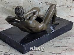 100% Solid Bronze Nude Gay Man Open Art Deco Figurine