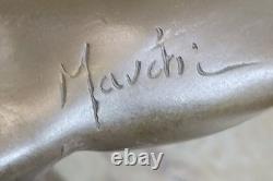 100% Solid Bronze Statue Nude Gay Man Art Deco Figurine