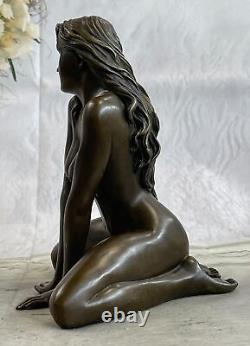 100% Solid Genuine Bronze Art Deco Nude Woman Girl Female Sculpture