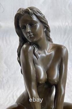 100% Solid Genuine Bronze Art Deco Nude Woman Girl Female Sculpture