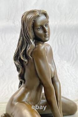100% Solid Genuine Bronze Art Deco Nude Woman Girl Female Sculpture