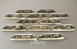 12 Doors Animal Figurative Knives In Bronze Silver Signs Gr 1930