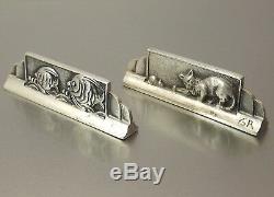 12 Doors Animal Figurative Knives In Bronze Silver Signs Gr 1930