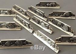 12 Doors Animal Figurative Knives In Bronze Silver Signs Gr 1930