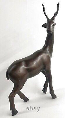 13.5 Bronze Statue Élan Cerf Buck Renne Lodge Decor Art Deco Sculpture