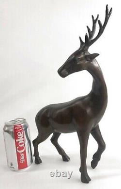 13.5 Bronze Statue Élan Cerf Buck Renne Lodge Decor Art Deco Sculpture