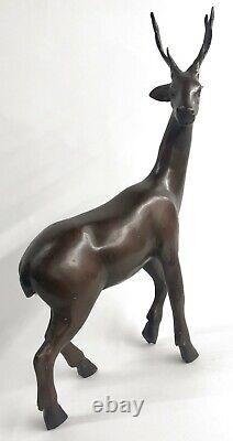 13.5 Bronze Statue Élan Cerf Buck Renne Lodge Decor Art Deco Sculpture