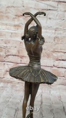 13-Inch Woman Ballerina Ballet Bronze Sculpture Statue Young Girl Art Deco