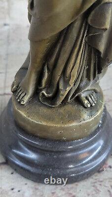 13 West Art Deco Bronze Marble Sculpture Beautiful Woman Flower Statue