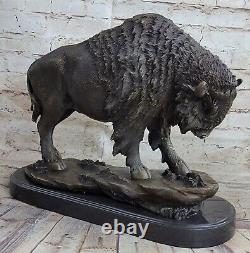 15 Art Deco Sculpture Buffalo Bulll Beef Animal Marble Base Statue 11.3kg