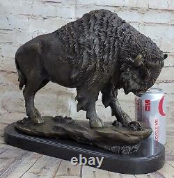 15 Art Deco Sculpture Buffalo Bulll Beef Animal Marble Base Statue 11.3kg