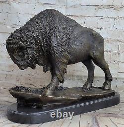 15 Art Deco Sculpture Buffalo Bulll Beef Animal Marble Base Statue 11.3kg