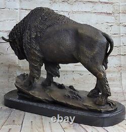 15 Art Deco Sculpture Buffalo Bulll Beef Animal Marble Base Statue 11.3kg