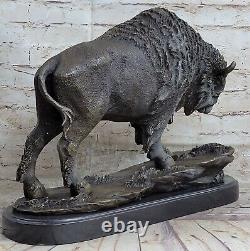 15 Art Deco Sculpture Buffalo Bulll Beef Animal Marble Base Statue 11.3kg