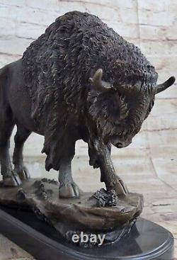 15 Art Deco Sculpture Buffalo Bulll Beef Animal Marble Base Statue 11.3kg