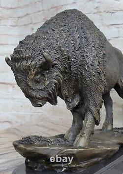 15 Art Deco Sculpture Buffalo Bulll Beef Animal Marble Base Statue 11.3kg