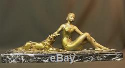 1900 Aa 58cm Statue Art Group 1900 New Lady Dog ​​statue Regulates Deco Bronze