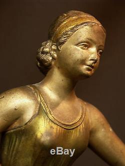 1900 Aa 58cm Statue Art Group 1900 New Lady Dog ​​statue Regulates Deco Bronze