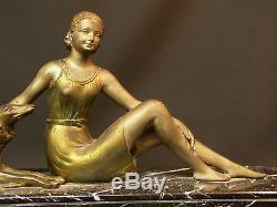 1900 Aa 58cm Statue Art Group 1900 New Lady Dog ​​statue Regulates Deco Bronze