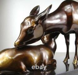 1920/1930 A Sinko Rare Gr Statue Sculpture Art Deco Animaliere Bronze Biche Faon