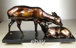 1920/1930 A Sinko Rare Gr Statue Sculpture Art Deco Animaliere Bronze Biche Faon