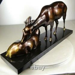 1920/1930 A Sinko Rare Gr Statue Sculpture Art Deco Animaliere Bronze Biche Faon