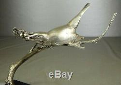 1920/1930 Av Becquerel Statue Sculpture Art Deco Bronze Bird Animal Argente