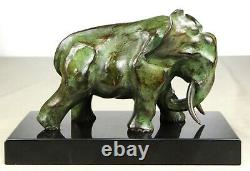 1920/1930 De Saint-floris Rare Statue Sculpture Bronze Art Deco Cubism Elephant