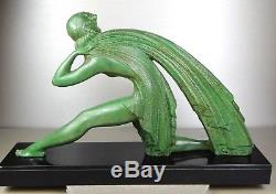 1920/1930 Dh. Chiparus Rare Grde Statue Sculpture Bronze Art Deco Woman Drapery