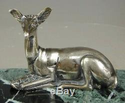 1920/1930 G. Lavrov Statue Sculpture Animaliere Art Deco Bronze Argente Biche