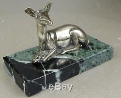 1920/1930 G. Lavrov Statue Sculpture Animaliere Art Deco Bronze Argente Biche