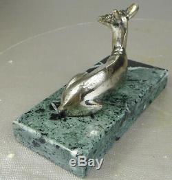 1920/1930 G. Lavrov Statue Sculpture Animaliere Art Deco Bronze Argente Biche