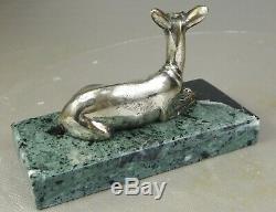 1920/1930 G. Lavrov Statue Sculpture Animaliere Art Deco Bronze Argente Biche