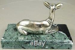 1920/1930 G. Lavrov Statue Sculpture Animaliere Art Deco Bronze Argente Biche