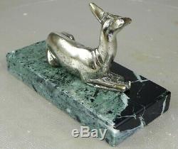 1920/1930 G. Lavrov Statue Sculpture Animaliere Art Deco Bronze Argente Biche