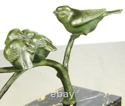 1920/1930 Gh Lawrence Statue Sculpture Animaliere Art Deco Bronze Birds Mesange