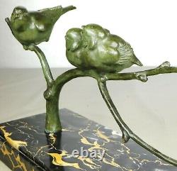 1920/1930 Gh Lawrence Statue Sculpture Animaliere Art Deco Bronze Birds Mesange