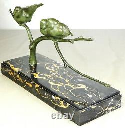 1920/1930 Gh Lawrence Statue Sculpture Animaliere Art Deco Bronze Birds Mesange