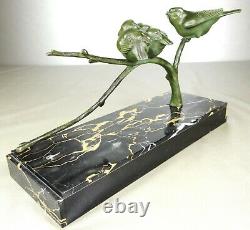 1920/1930 Gh Lawrence Statue Sculpture Animaliere Art Deco Bronze Birds Mesange