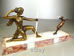 1920-1930 J Sabartes Gual Statue Sculpture Art Deco Bronze Diane Chryselephantine