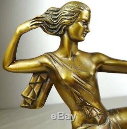 1920-1930 J Sabartes Gual Statue Sculpture Art Deco Bronze Diane Chryselephantine