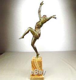 1920/1930 M Guiraud-rare River Statue Sculpture Art Deco Bronze Female Dancer
