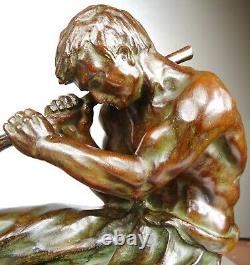 1920/1930 Santi Ugo Cipriani Grnd Statue Sculpture Art Deco Bronze Male Athlete