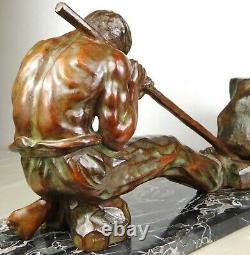 1920/1930 Santi Ugo Cipriani Grnd Statue Sculpture Art Deco Bronze Male Athlete